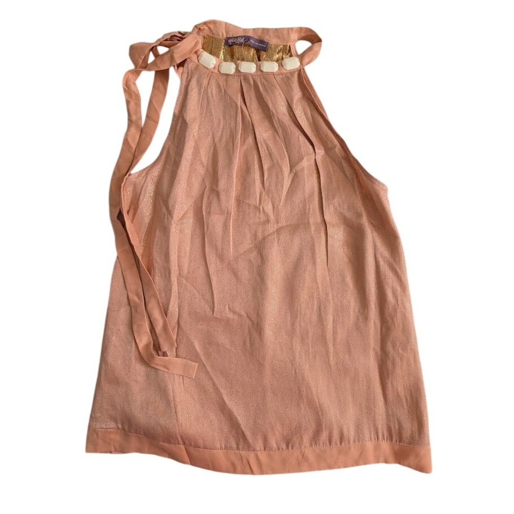 Hale Bob Halter Top Pink Sleeveless Embellished Party Blouse‎ Sample Small
